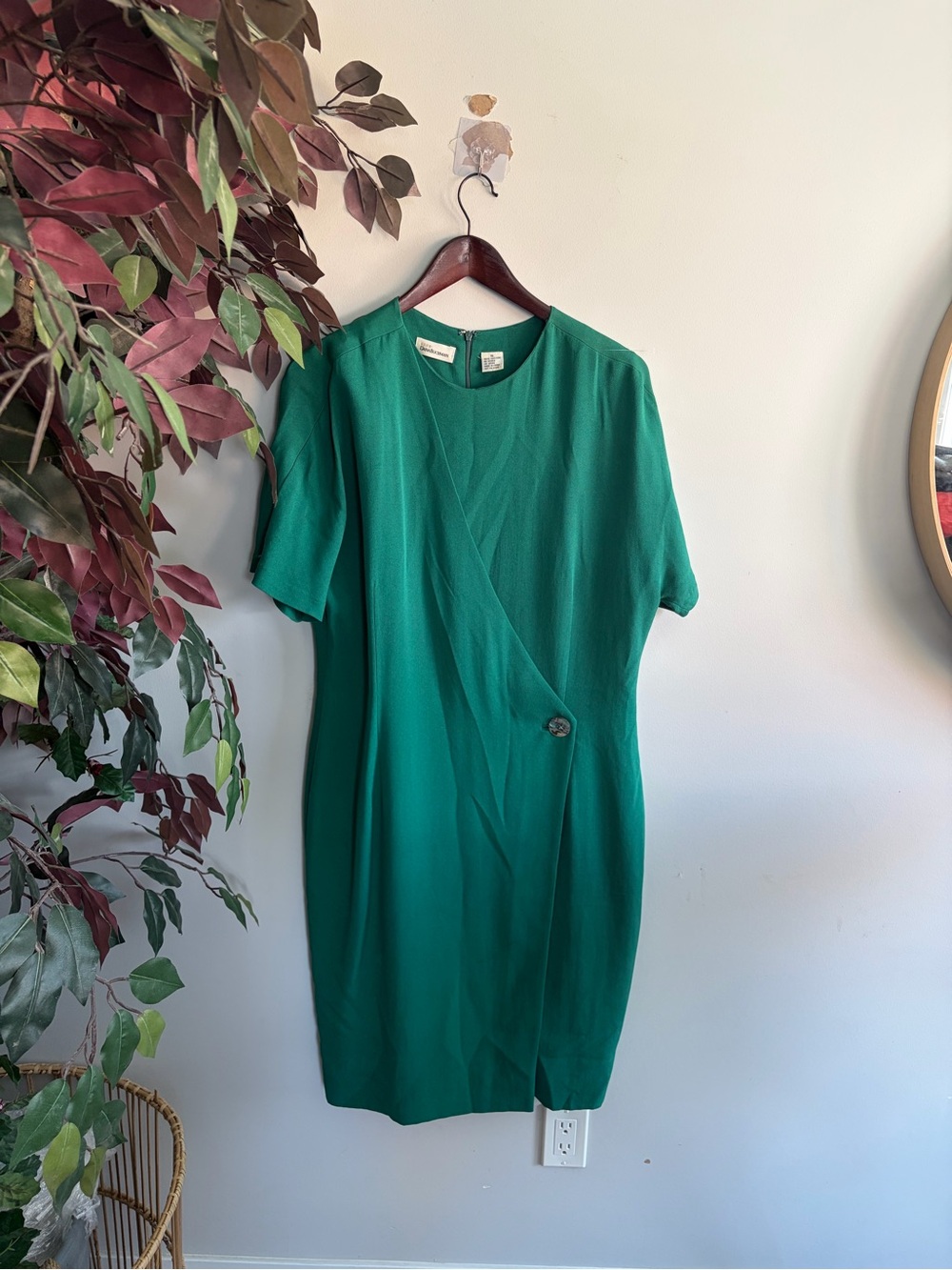 Buchman Dana silk Short-Sleeve Sheath Dress with Front Wrap Detail